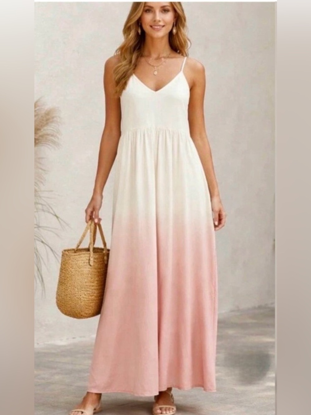 Z Supply White to Pink Ombre Maxi Dress